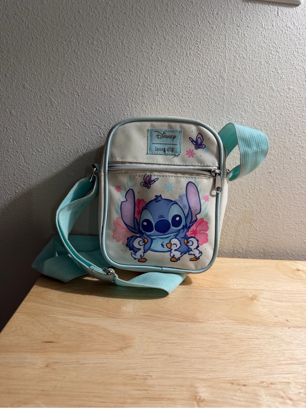 Loungefly Cream and Light Blue Stitch with ducks Crossbody Bag